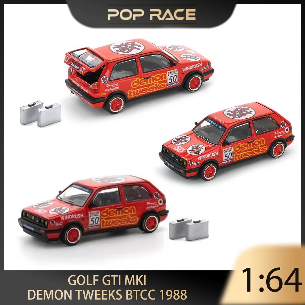 

POP RACE 1/64 Golf GTi MK2 DEMON TWEEKS BTCC 1988 Alloy Premium Diecast Vehicle Model Toys Collectible Display Piece