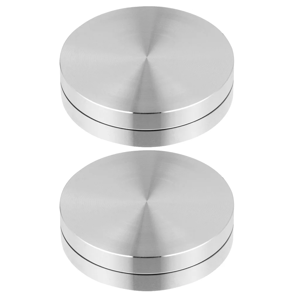 

2 Pcs Dining Table Aluminum Turntable Bearing Swivel Base Cake Stand Workbench Metal Tool Glass Alloy Rotary