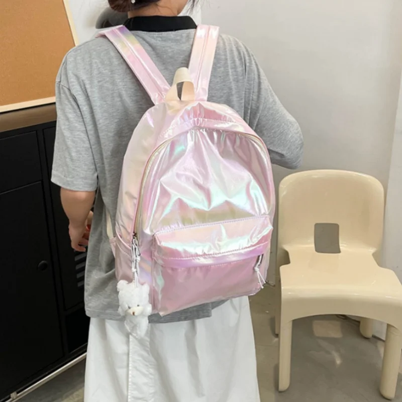 Personalized Embroidered Fashion Hologram Backpack Laser Shiny School Backpack Custom Any Name Daypack