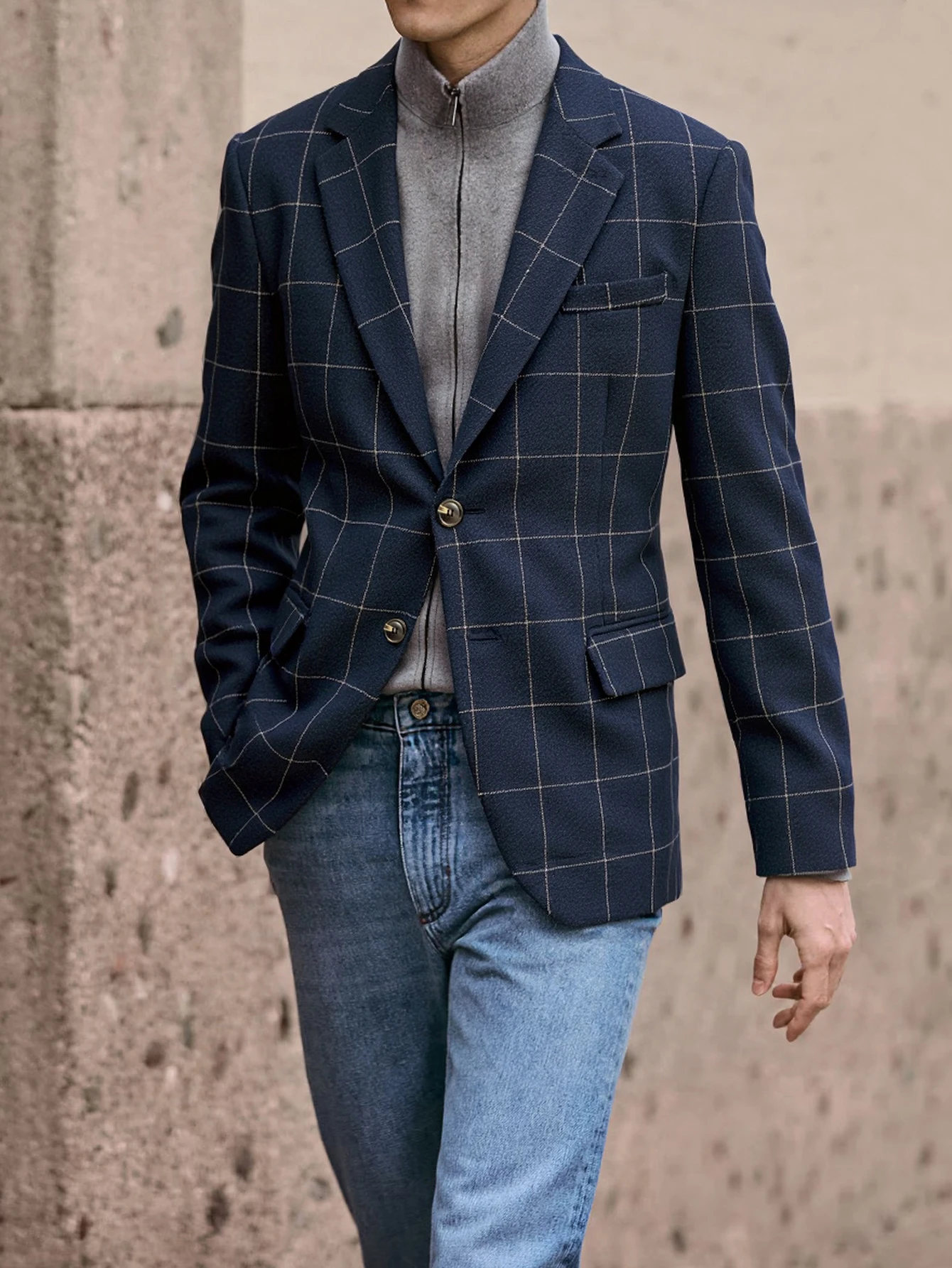 

Мужская повседневная элегантная шерстяная куртка в британскую клетку, осень-зима, новый стиль, удобный костюм, пальто с итальянским карманом на пуговицах