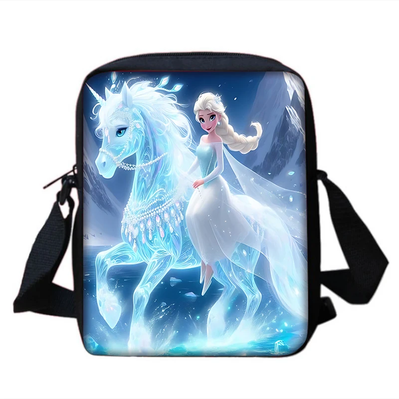 Anime congelado princesa elsa menino meninas impresso ombro saco do mensageiro criança bolsa casual das mulheres dos homens saco de telefone saco de compras