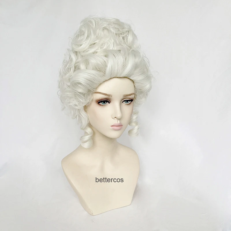 Marie Antoinette Cosplay Wigs Princess Medium Curly Heat Resistant Synthetic Hair Wig + Wig Cap