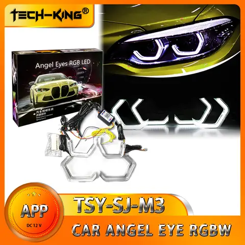 BMW 헤드라이트 엔젤 아이 F01 F02 F03 F04 RGB 다이나믹 라이트 LED 사이드 커버 장식 라이트 링 백색광 황색광 RGBW