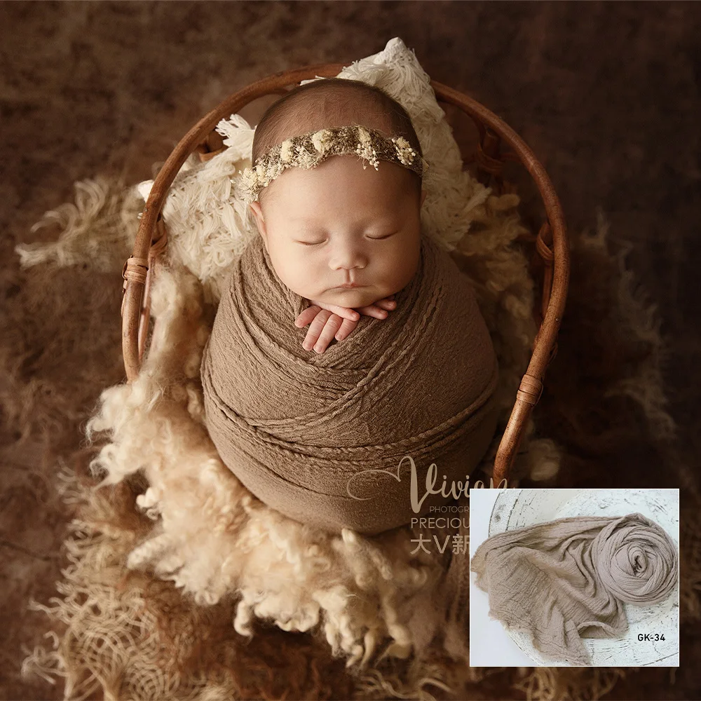 Seersucker rond en coton doux et extensible pour nouveau-né, accessoires de photographie, aide à la pose de bébé, accessoires de séance photo pour bébés