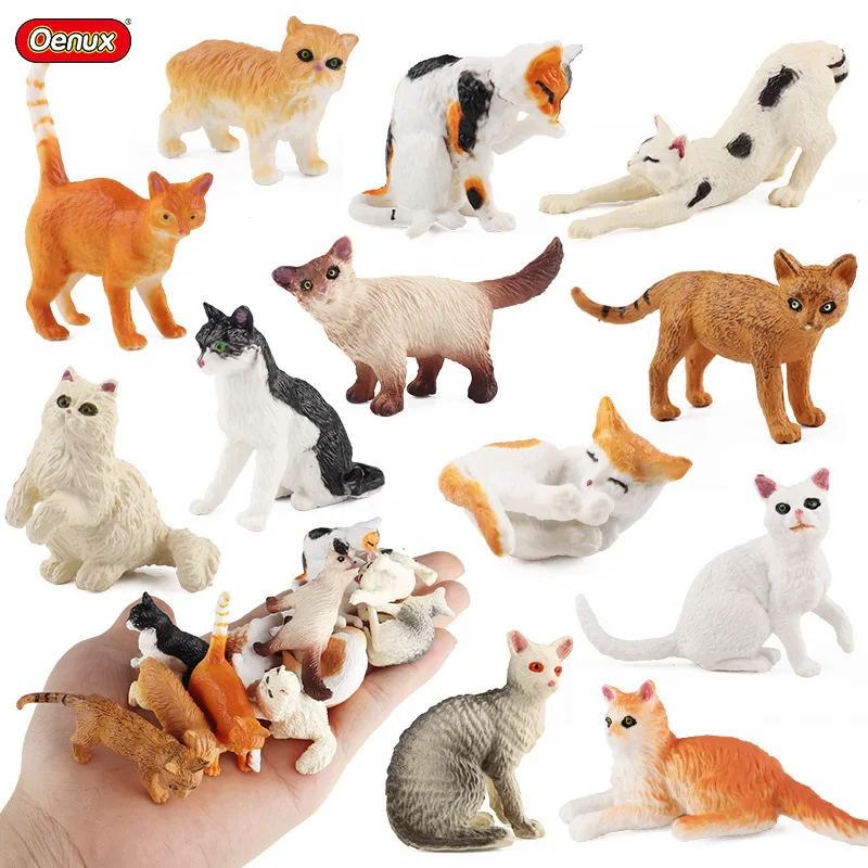 Simulazione Solid Mini Pet Cat Figurine di animali Modello Gatto persiano Ricchezza Gatto domestico Gatto nero Gatto bianco Giocattolo da collezione