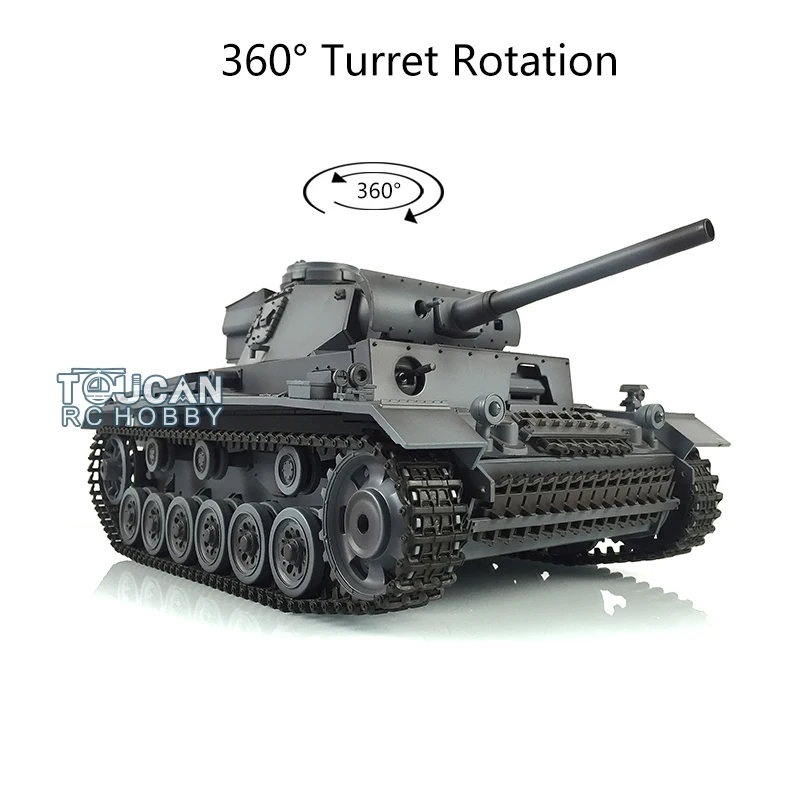 

1/16 HENG LONG Шасси радиоуправляемого танка Серый 7,0 Пластик Немецкий Panzer III L RTR 3848 360 ° Игрушки для улицы турели для мальчиков TH17356-SMT4