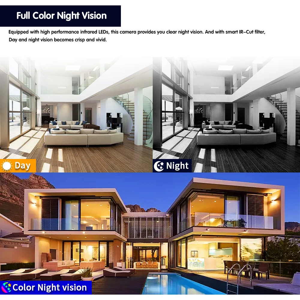 4K 8MP Smart PoE IP Camera Infrared Night Vision Bullet Human Detection Spotlight Two-way Audio Sound Light Alarm Black Camera