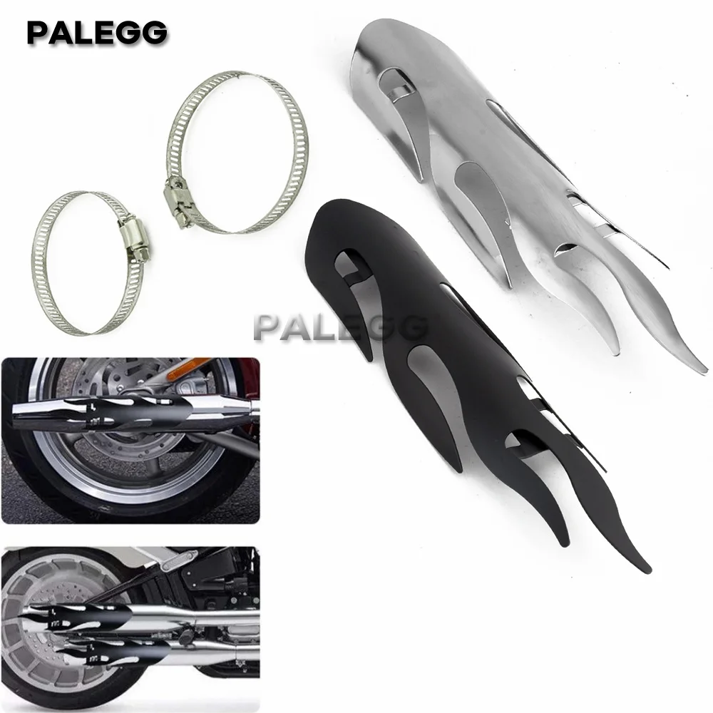 1PC Retro Flame Style Motorcycle Exhaust Muffler Pipe Heat Shield Cover Protector Iron For Choppers Cruisers