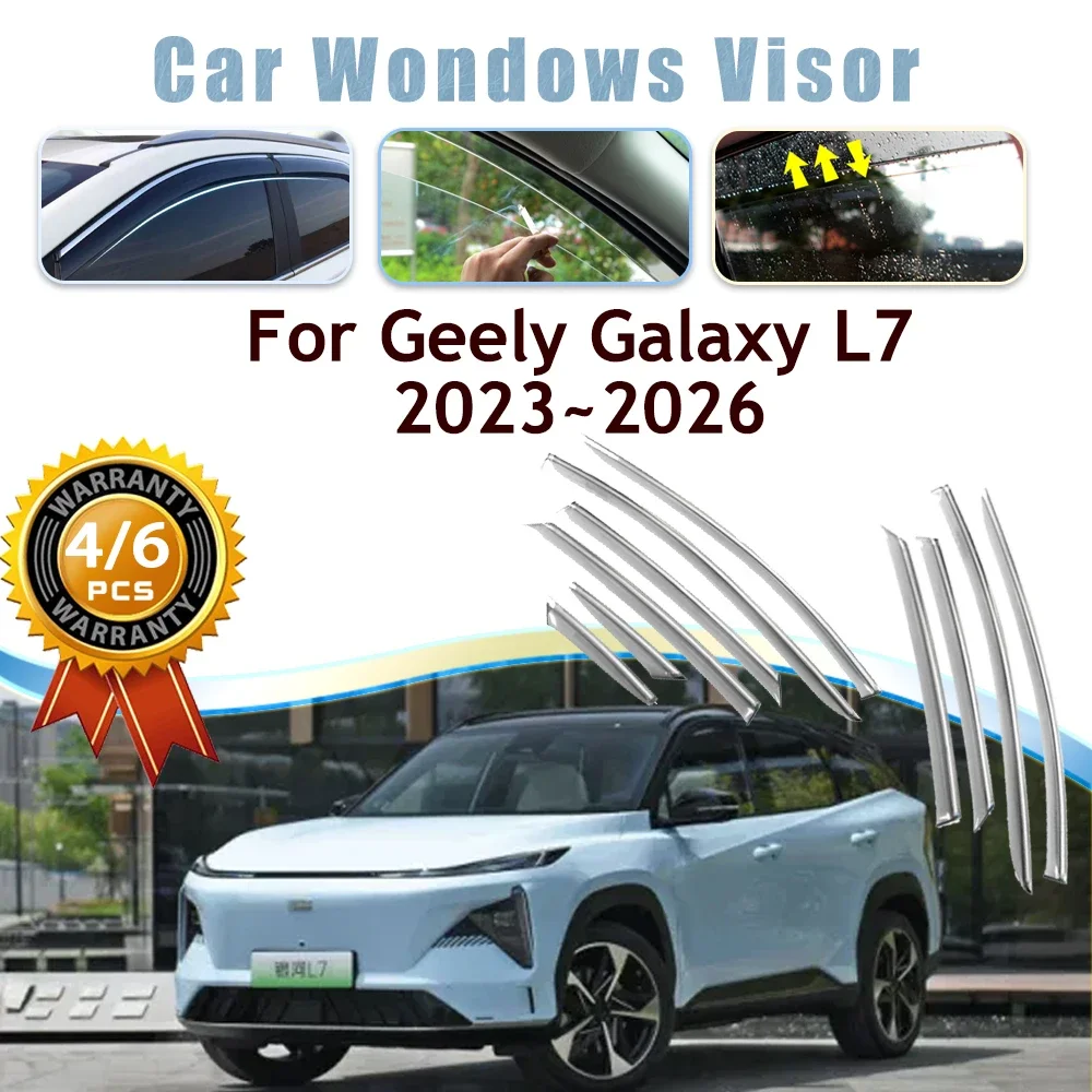 Car Window Visors Fit For Geely Galaxy L7 2023 2024 2025 2026 Rain Sun Snow Guard Deflector Windshield Shelters Auto Accessories