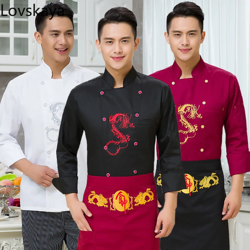 

autumn and winter hotel restaurant kitchen chef tooling Chef long sleeved Embroidery hotel overalls