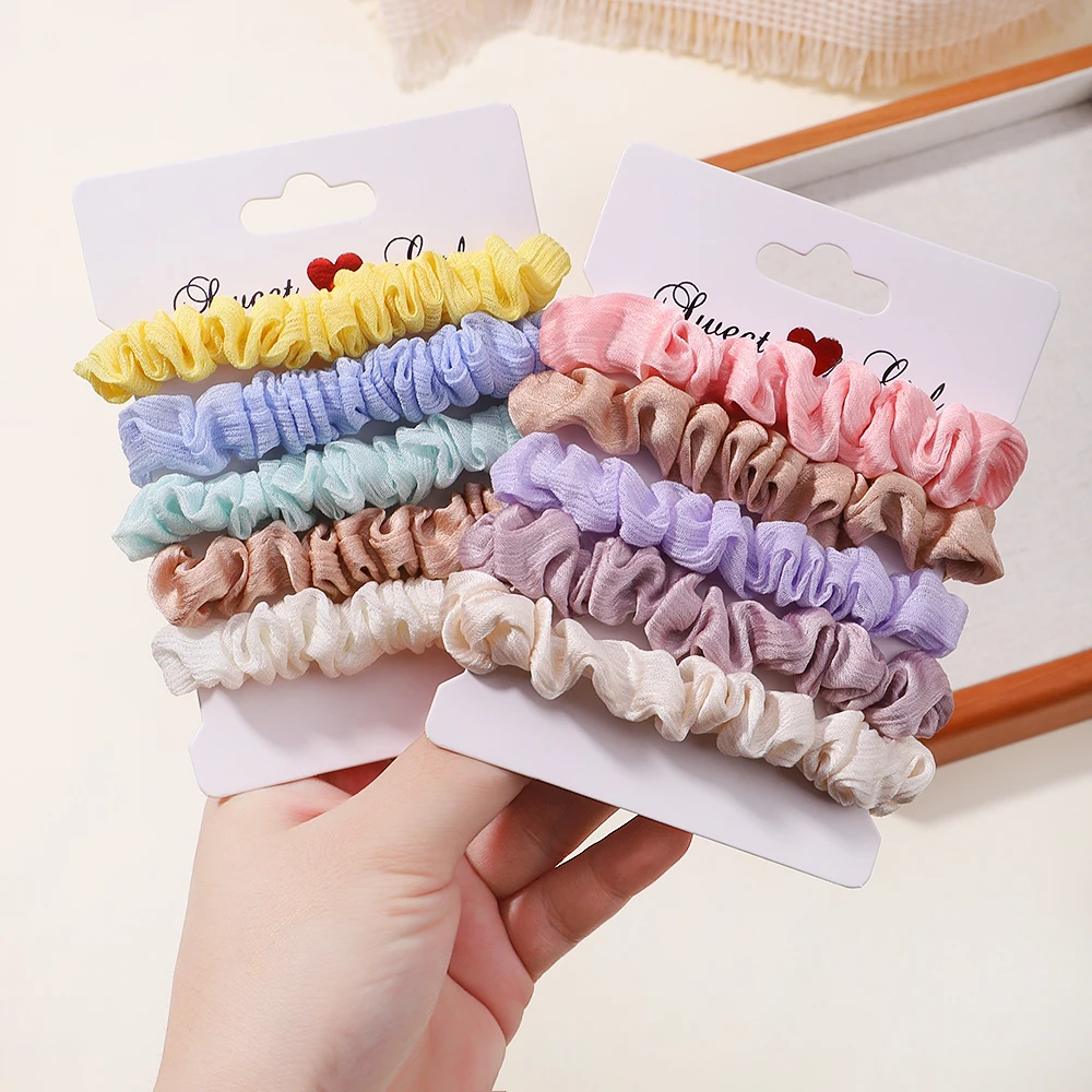 5Pcs/Set Elastics Hair Ties for Women Simple Solid Color Thick Hair Soft No Hurt Hair Ponytail Holder Hair Rope Hair Accessories