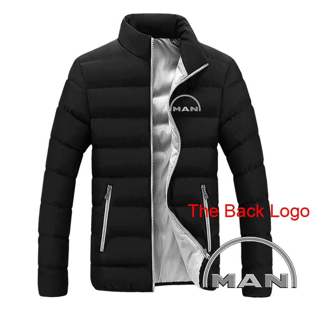 2023 New Men Truck Man Car Logo Stand Collar Autumn and Winter Jacket Cotton Coat Thick Warm Solid Color Fashion Streetwear Tops