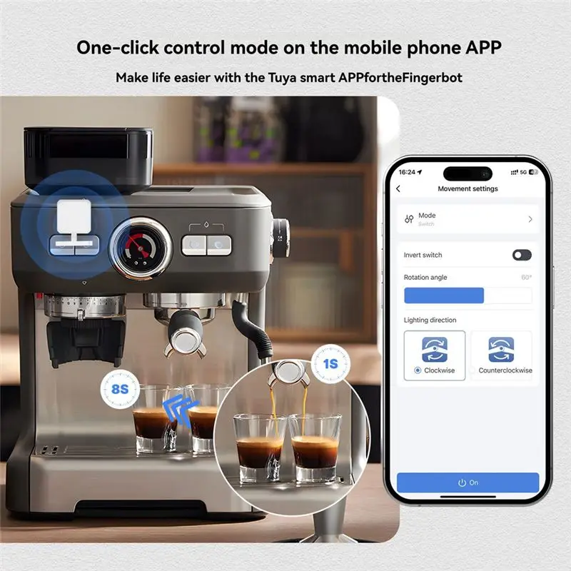 ABQU Tuya Smart Bluetooth Finger Robot Switch, Smart Life App Voice Control via Alexa for Google Assistant, White ABS