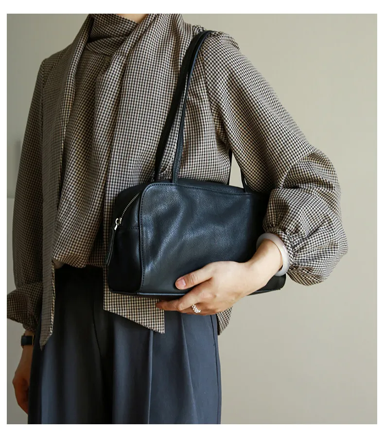 Lässige Designer-Handtasche aus weichem, echtem Leder, Damen-Umhängetasche, modisch, schlicht, luxuriös, aus echtem Rindsleder, Damen-Unterarmtasche – Detail 10