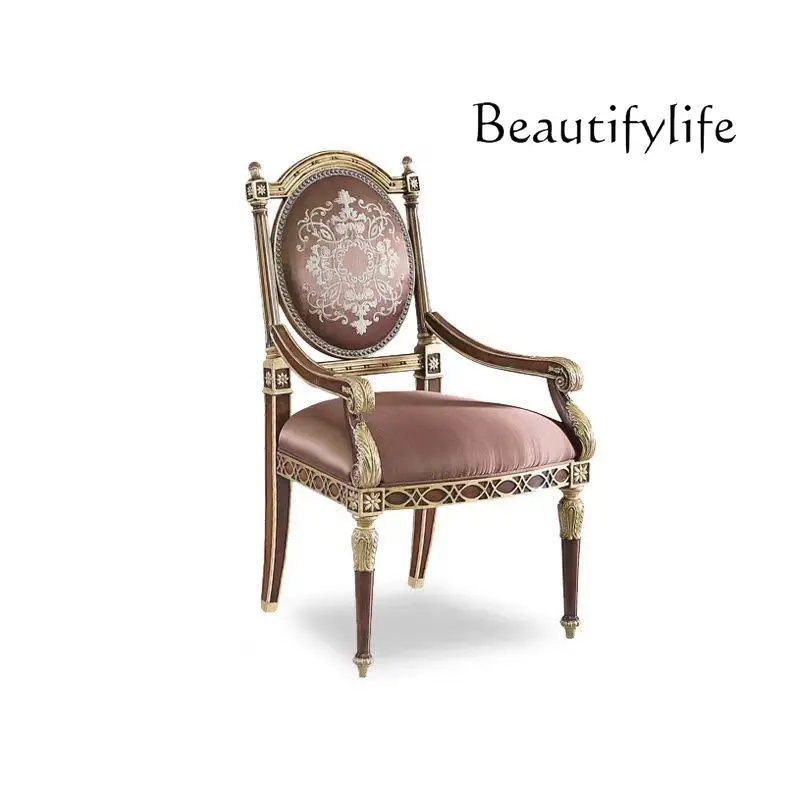 

Desk veneer parquet craft English writing desk French villa office study desk chair