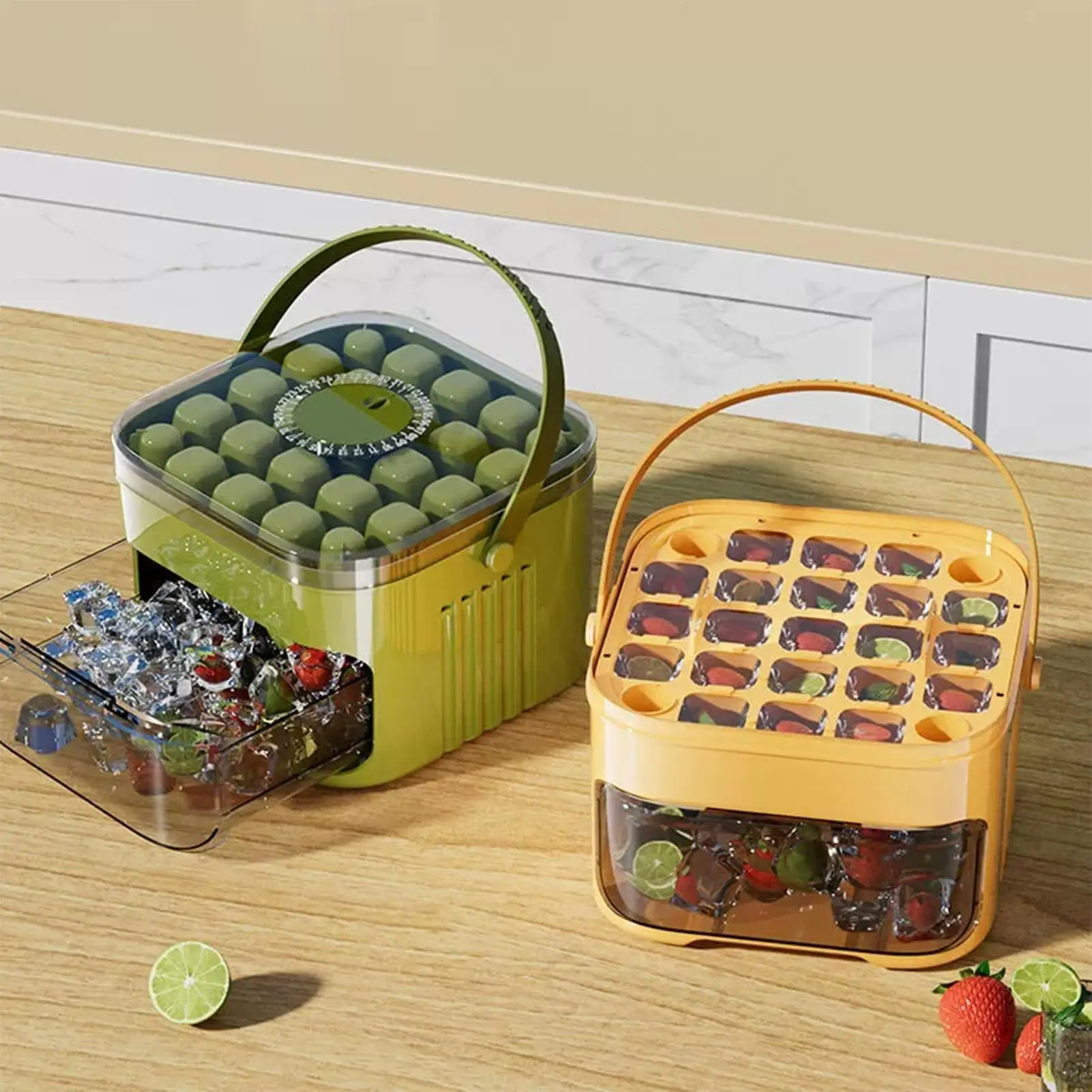 

25-grid Large Capacity Ice Cubes Maker With Easy-Press Lid Ice Trays For Freezer Home Refrigerator Homemade IceCube Storage Box