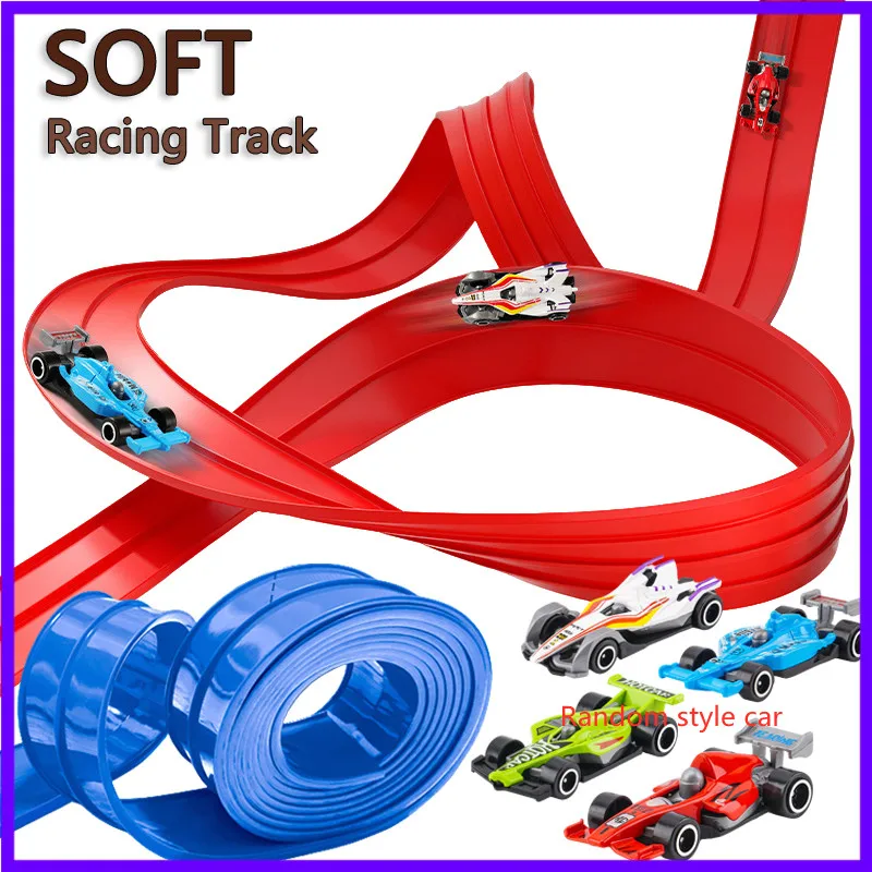 Children Flexible Race Track Car Toy Double-track Racing Car Competitive Game Rolls Up Rail Vehicle Toys Christmas Gift