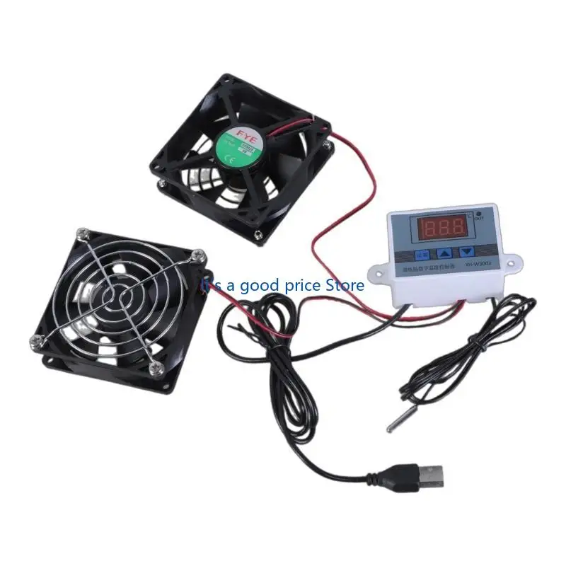 مروحة تبريد USB متعددة السرعات 80 مم لخزائن AVC مع التحكم في درجة الحرارة 7 شفرات وتدفق هواء قوي للحفاظ على المبردات