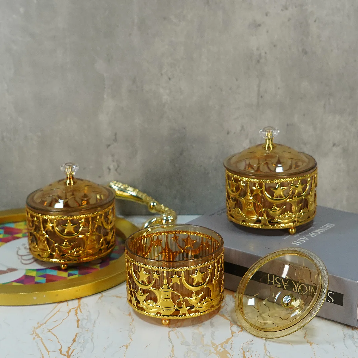 Middle East holiday snack tray ornament office desktop storage electroplated iron home decoration