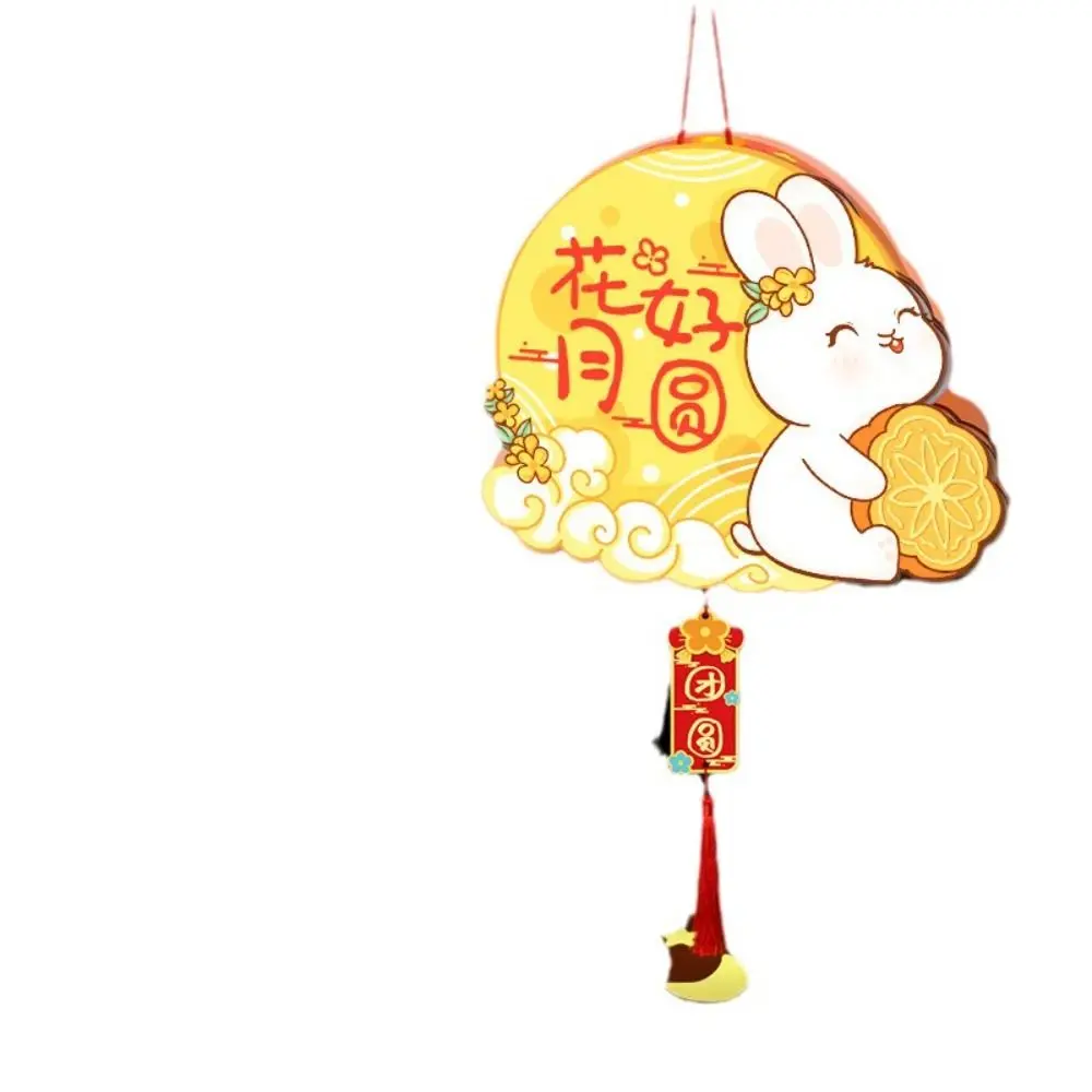 With LED Light Mid-Autumn Lantern DIY Materials Good Luck Handmade Chinese Style Lantern Lamp Luminous Rabbit