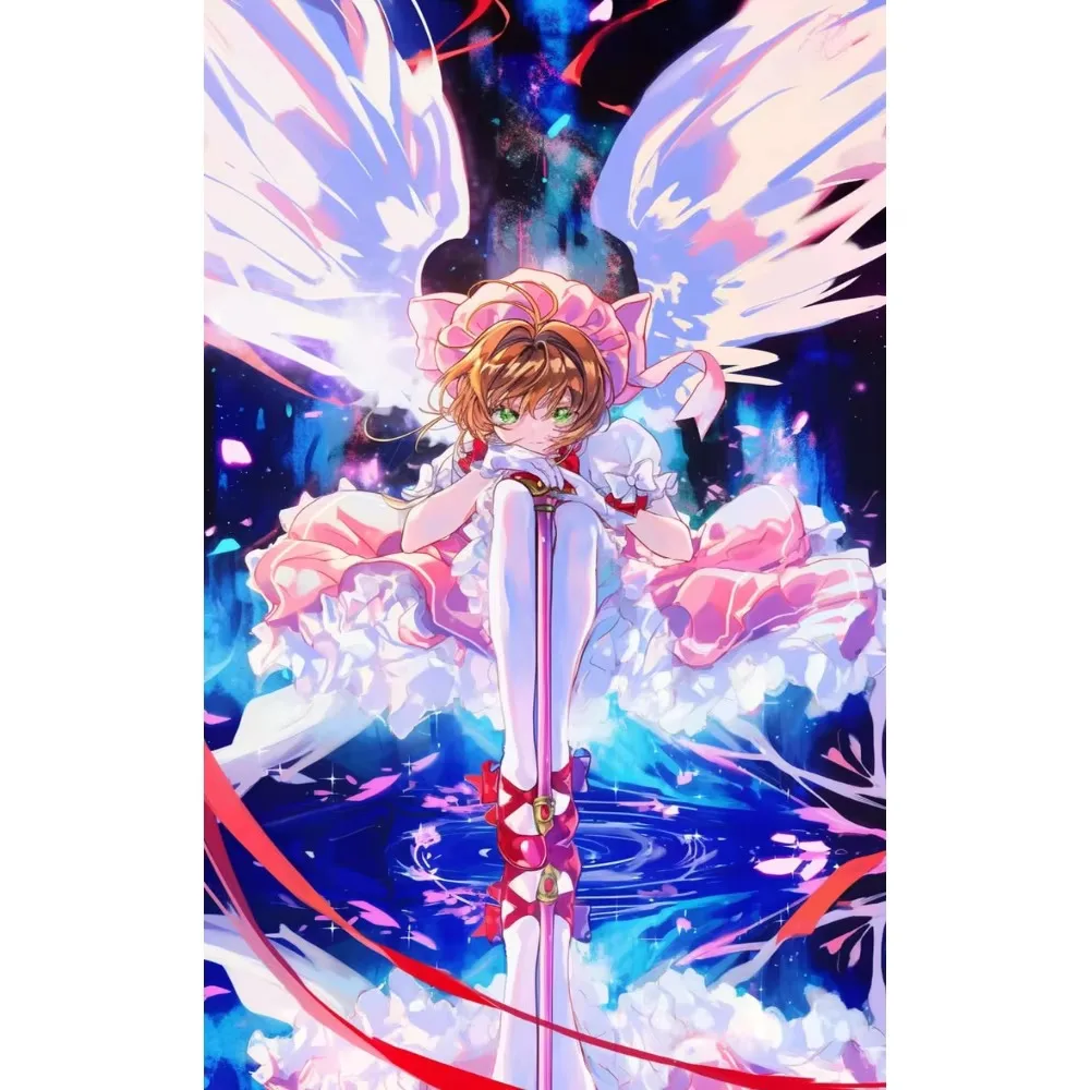 Cuadro de Diamantes Redondos y Cuadrados con Personajes de Anime, Sakura Card Captor, Decoración Estética para Sala de Estar, Dormitorio, Regalo Exquisito