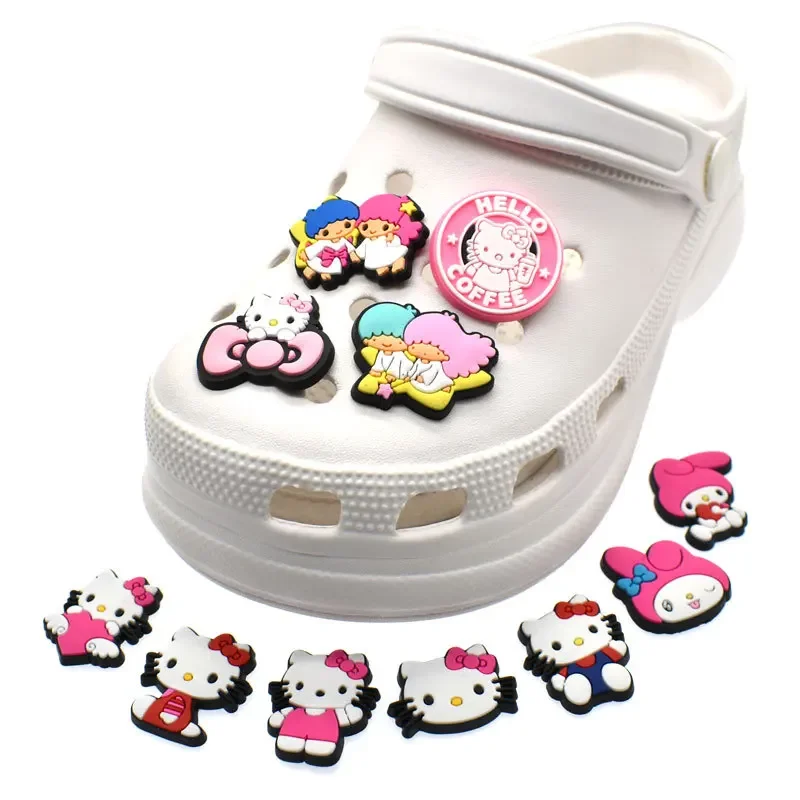 

10/20PCS Sanrio Hello Kitty Shoe Accessories DIY Decorative Buckle Kawaii Anime Character Sandals Flower Kids Holiday Gifts