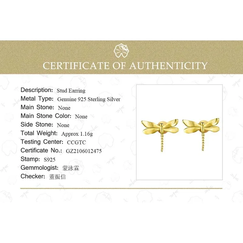 蓮楽しいリアル925スターリングシルバーかわいい小型トンボ新女性18 18kゴールドデザイナージュエリーガールズギフト