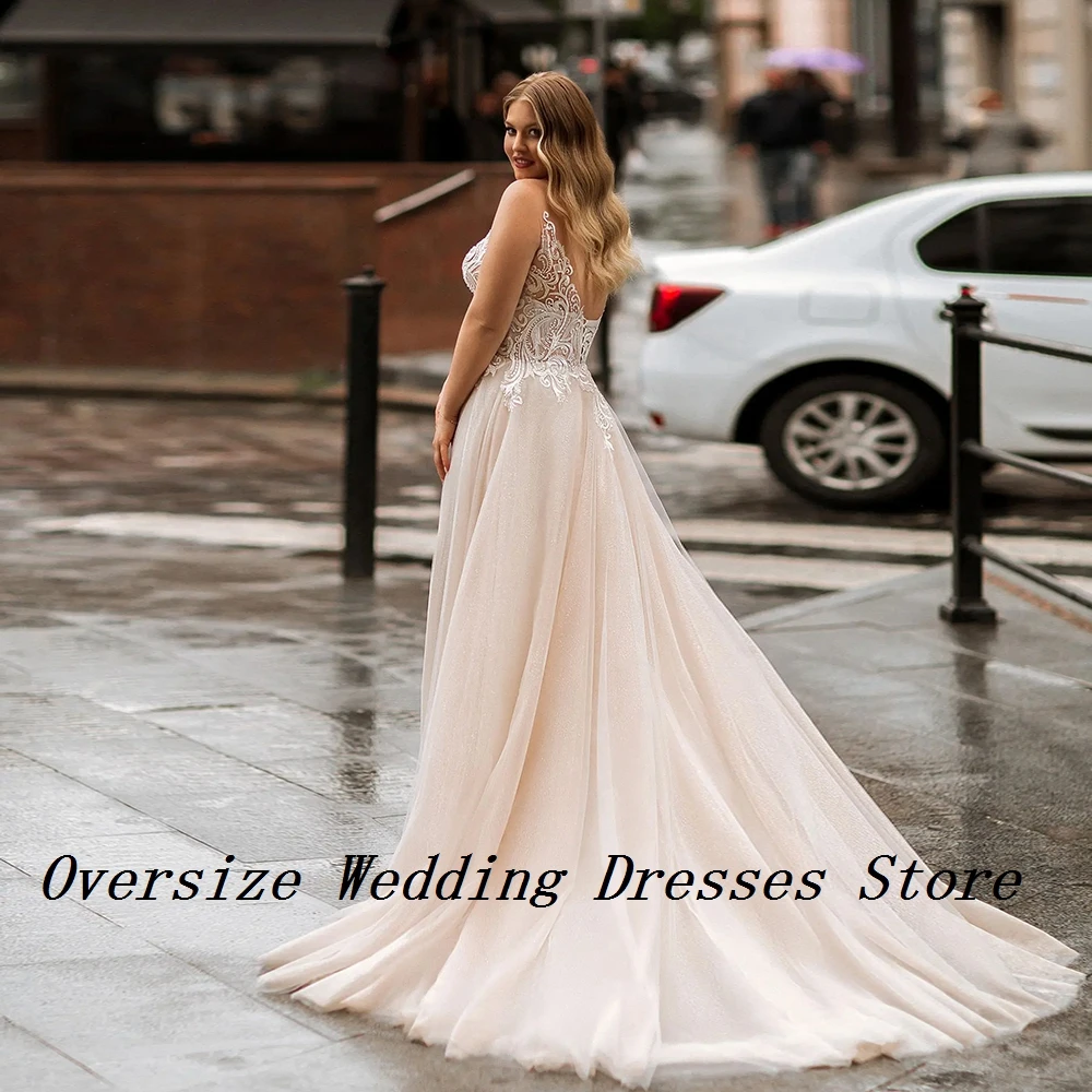 

Plus Size A Line Wedding Dresses for Ladies Sleeveless V Neck Bridal Gowns with Lace New Summer 2025 Robe De Mariée New