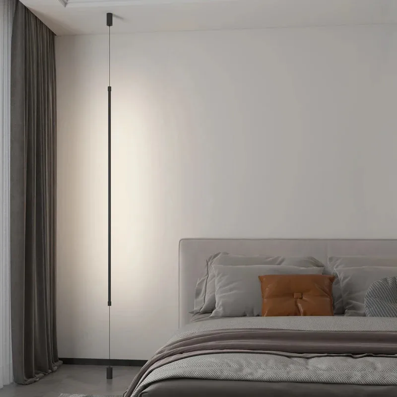 Lampada a sospensione lineare lampada a sospensione nera design italiano illuminazione minimalista soggiorno divani sala da pranzo camera da letto