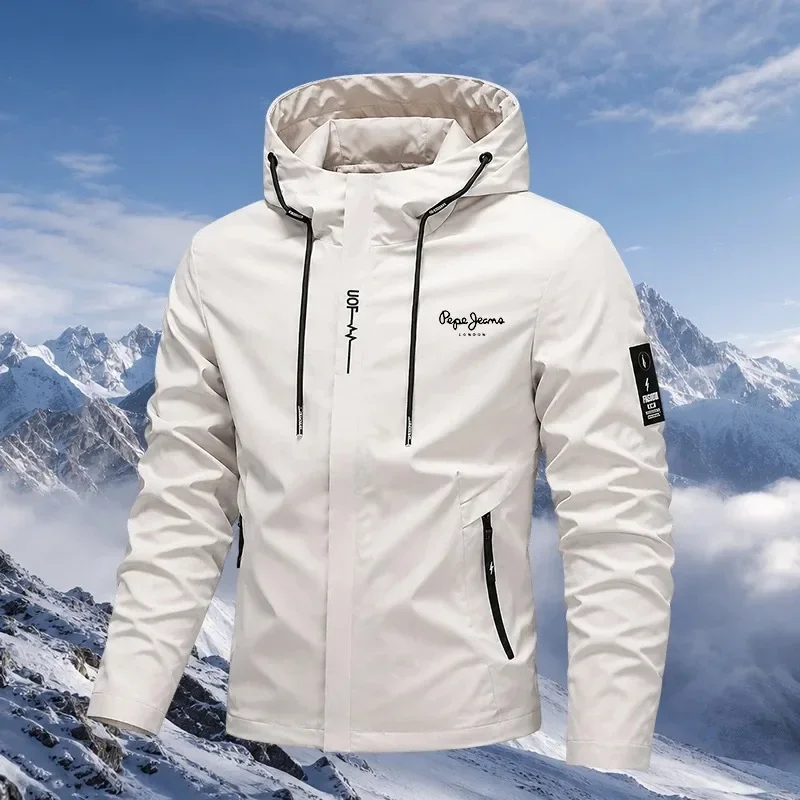 Men Anorak Pullover Windbreaker Half Zip Hooded Coat Wind Resistant Spring Autumn Camping Outdoor Zipper Closure Adjustable Hood