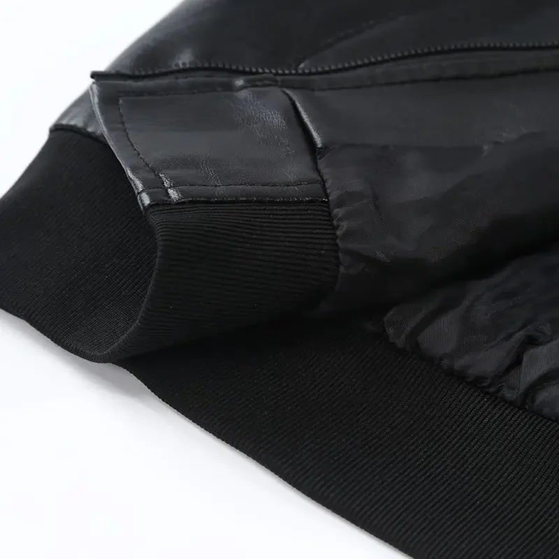 秋冬韓国厚い固体コート男ジッパーポケットカジュアルプラスベルベットトップスルーズレザージャケットファッション Y2K 男性服