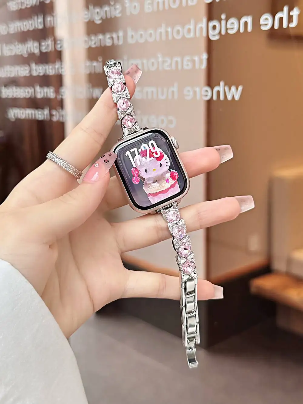 Bracciale in metallo bling per cinturino Apple Watch link donna Serie 8/7/6/10/9 40mm 41mm 44mm 45mm 46mm cinturino