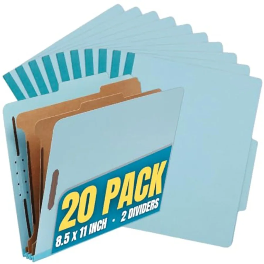 

Папки-органайзеры с 2 разделителями, папки для документов с разделителями, 2,5-дюймовые расширяемые папки формата Letter, светло-голубые, 20 шт.