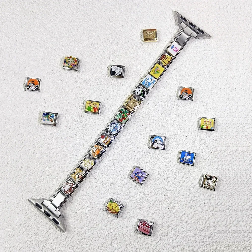 Popular 14mm Strap Connector Adapter for Smart Watch Stainless Steel Italian Charm Link Fit 9mm Bracelet Accessories DIY Making