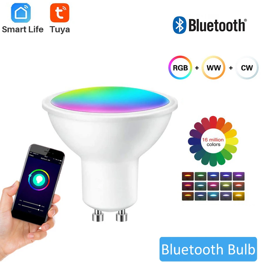 GU10 Tuya Wifi Smart Light Bulb lampada intelligente 9W RGBCW 2700K-6500K Smart Life telecomando