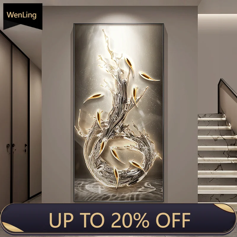 Entryway Hallway LED Wall Lamp, Luxurious Style, Nine Fish Pattern, Abstract Corridor, Staircase Passageway With Lamp Wall Lamp