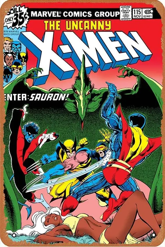 1P,Vintage Metal Tin Sign Retro Metal Sign The Uncanny X-Men Issue 115 Poster Enter Sauron Colossus Home Bar Pub Garage Decor Gi