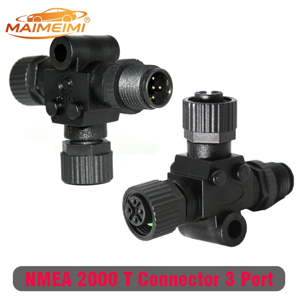 Waterproof NMEA2000 Converter 3 Way T-type Connector 5Pin M12 Thread N2k Nut for Boat Marine Use Car Accessories Ports