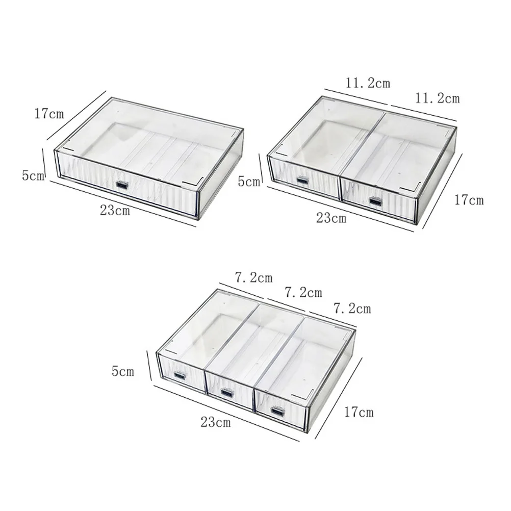 3Pcs Transparent Desk Organizer Drawer Type Storage Box for Stationery Cosmetics Plastic Storage Organizer Desktop Drawers