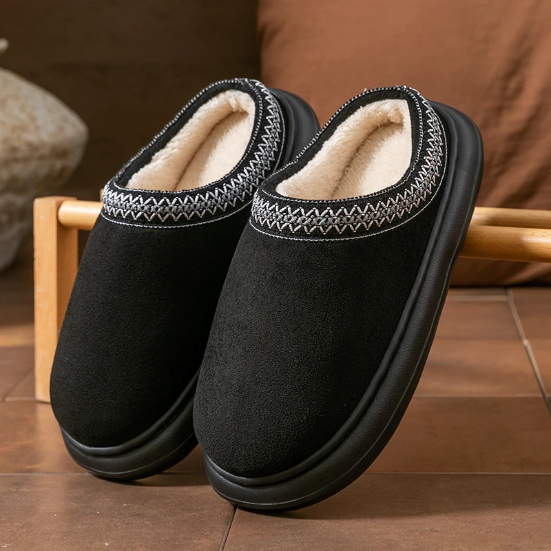 Zapatillas de felpa para hombre para invierno, zapatos gruesos y peludos para interior con suela ligera de EVA, pantuflas cálidas y acogedoras para otoño e invierno
