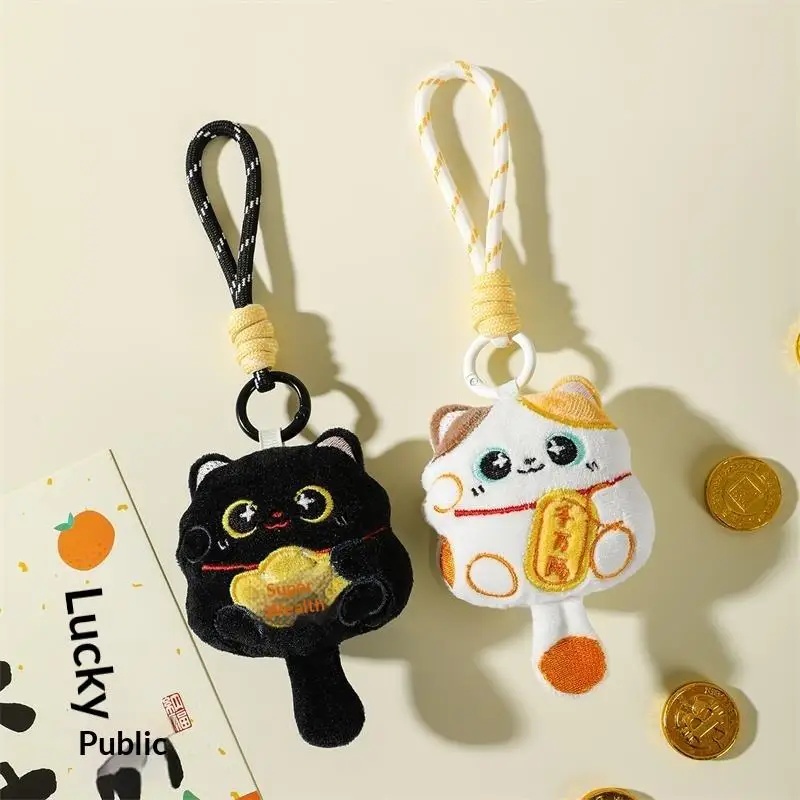 

1/2 шт. милый талисман Lucky Cat, плюшевая кукла, мягкая игрушка, брелок, подвеска, ремешок, сумка, подвесной китайский Новый год, благословение, сувенир, подарок