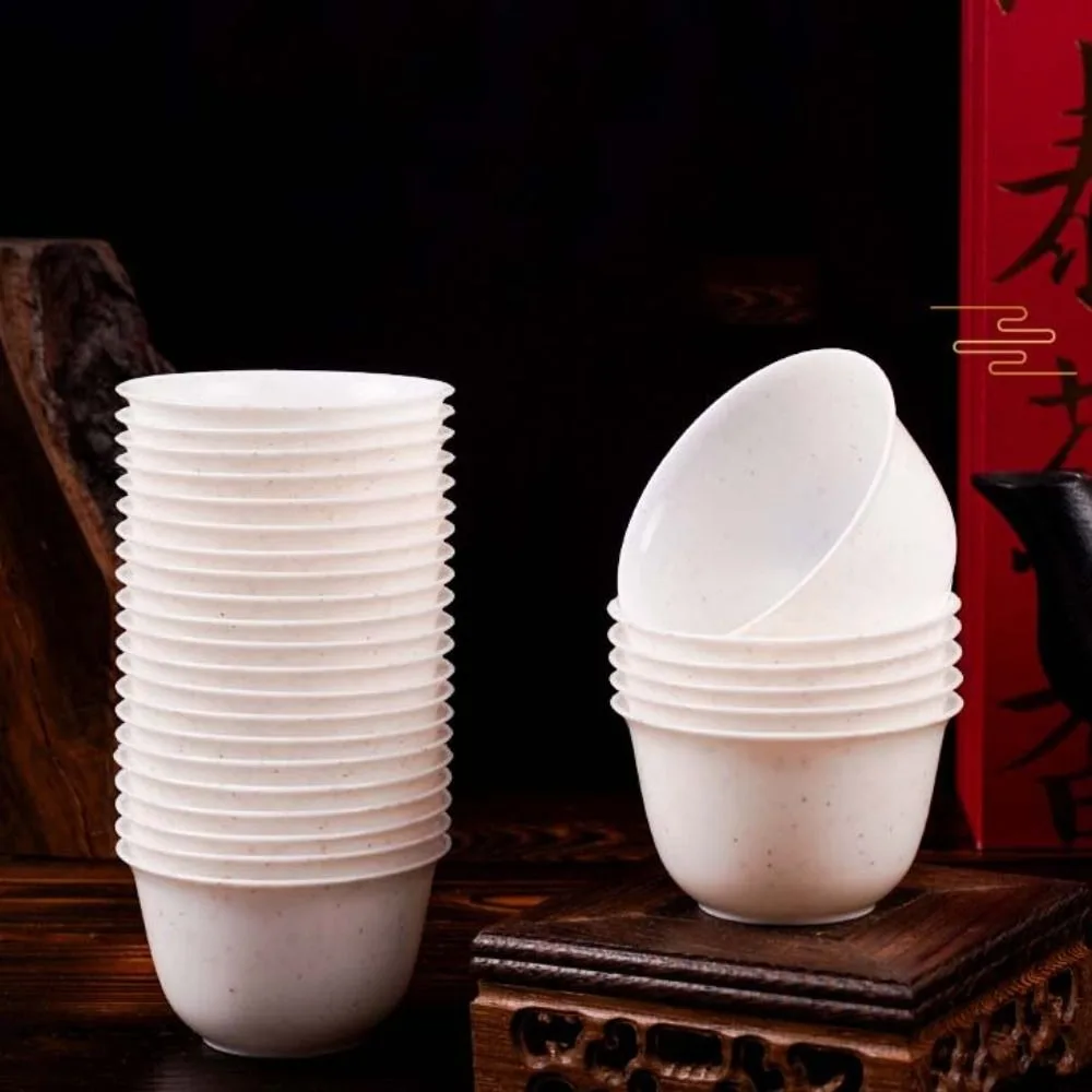 48pcs High Temperature Resistant Disposable Kung Fu Teacup Thickened Solid Plastic Water Cup Biodegradable Drink Cup Restaurant