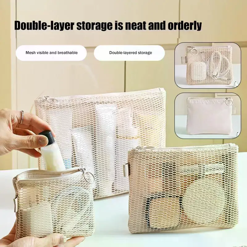 Coin Wallet Travel Makeup Storage Bag Mesh Simple Portable Mini Bag Multi purpose Square Bag