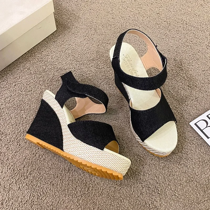 New Women Fashion Summer Platform Wedge Sandals Ankle Strap Fish Mouth Espadrilles Sandals Sandalias Femininas Sandalen Sandales