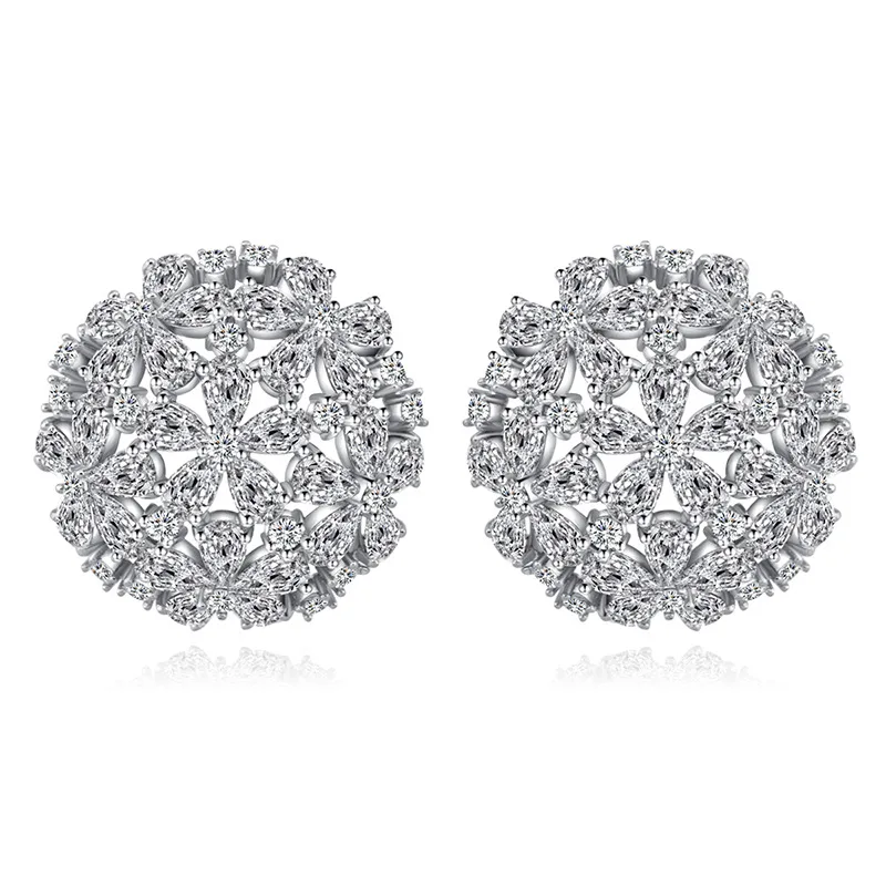 Fashion design sense European and American earrings ins wind super flash light luxury three-dimensional flower stud earrings jew