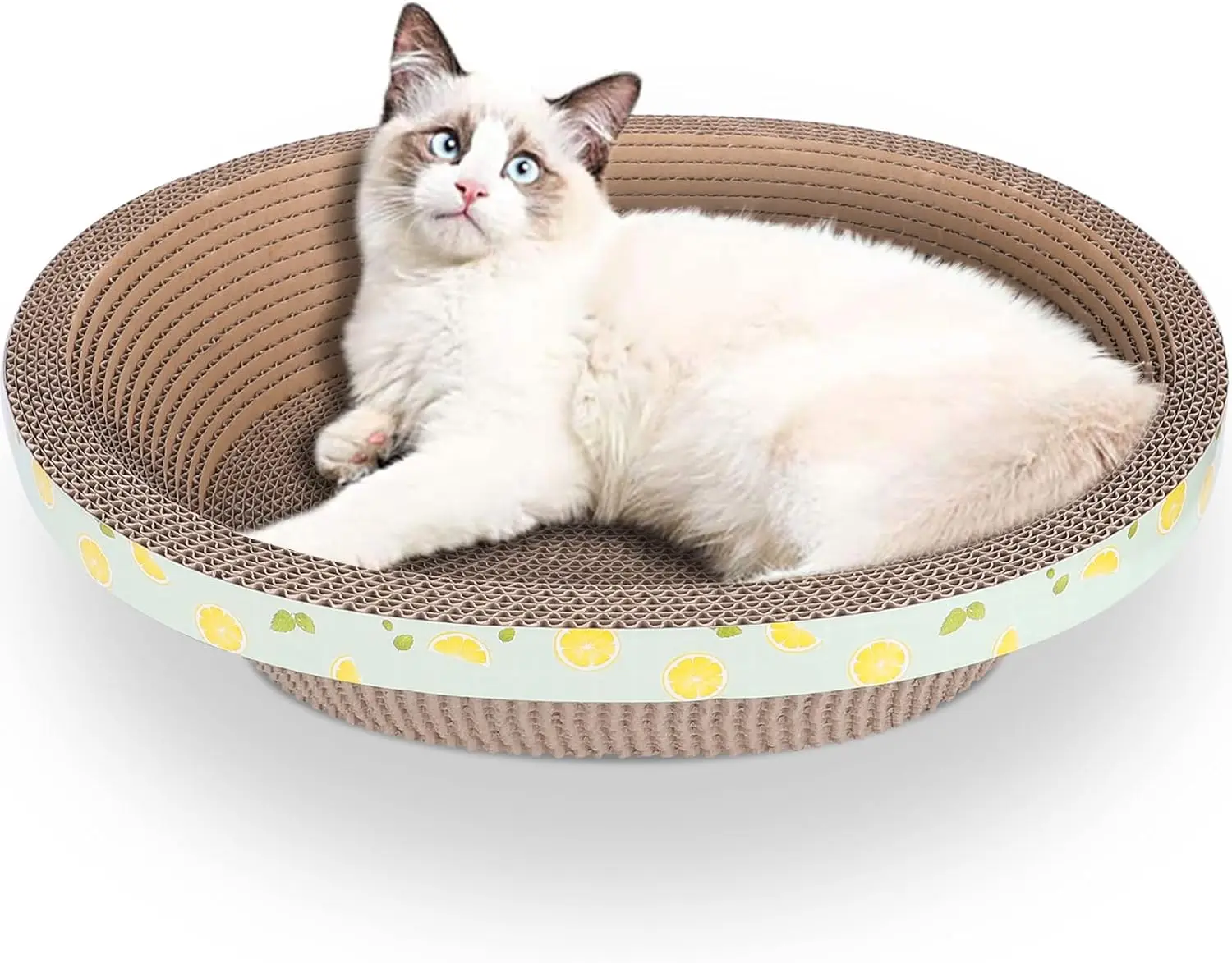 

Oval Large Cat Scratcher Cardboard Bed Lounger Couch, Corrugated Cat Scratch Pad for Indoor Cats Furniture Protector 19.5"