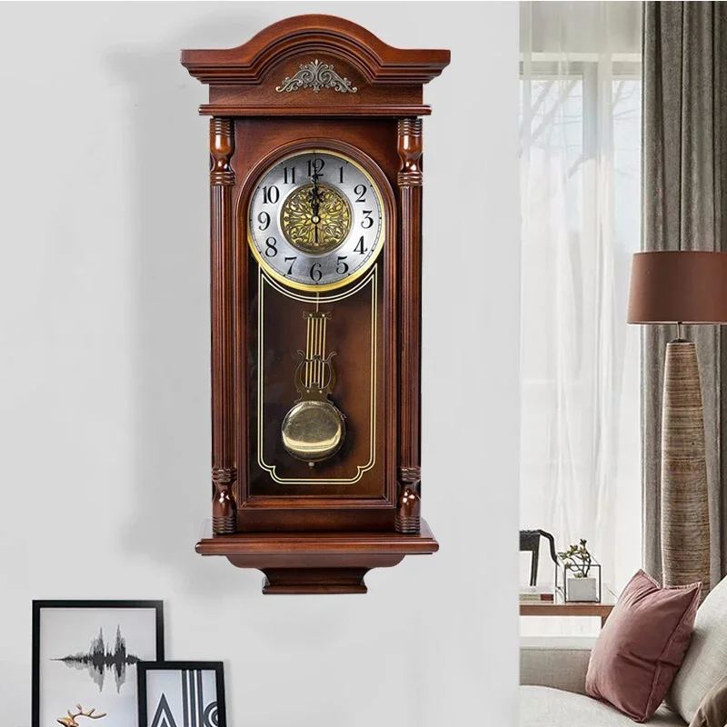 Horloge Murale Vintage En Bois Massif, Pendule De Luxe, Grande Décoration De Chambre À Coucher, Accessoires D'NikNordiques