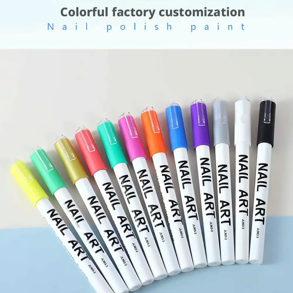 12 Colors Nail Art Graffiti Pen Acrylic Flower Wave Stripe Nail Gel Drawing Abstract Pen Lines Tools Graffiti Nail Painting X9w9