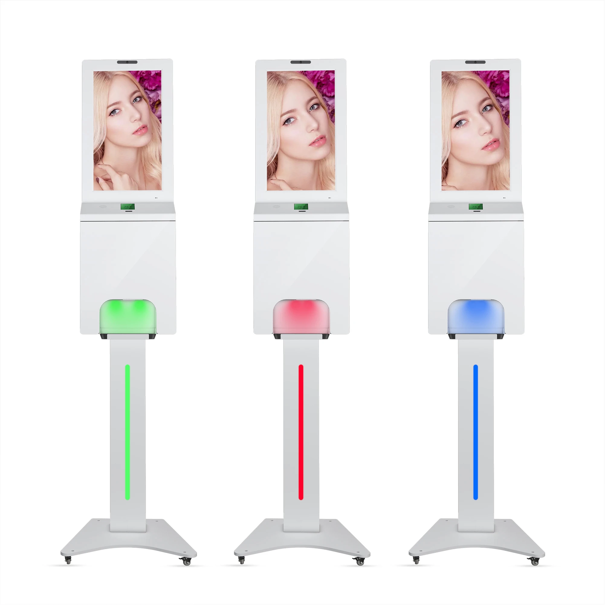 

Aiyos 21.5 inch floor stand sanitizer dispenser digital signage kiosk with auto hand sanitizing billboard in advertising players