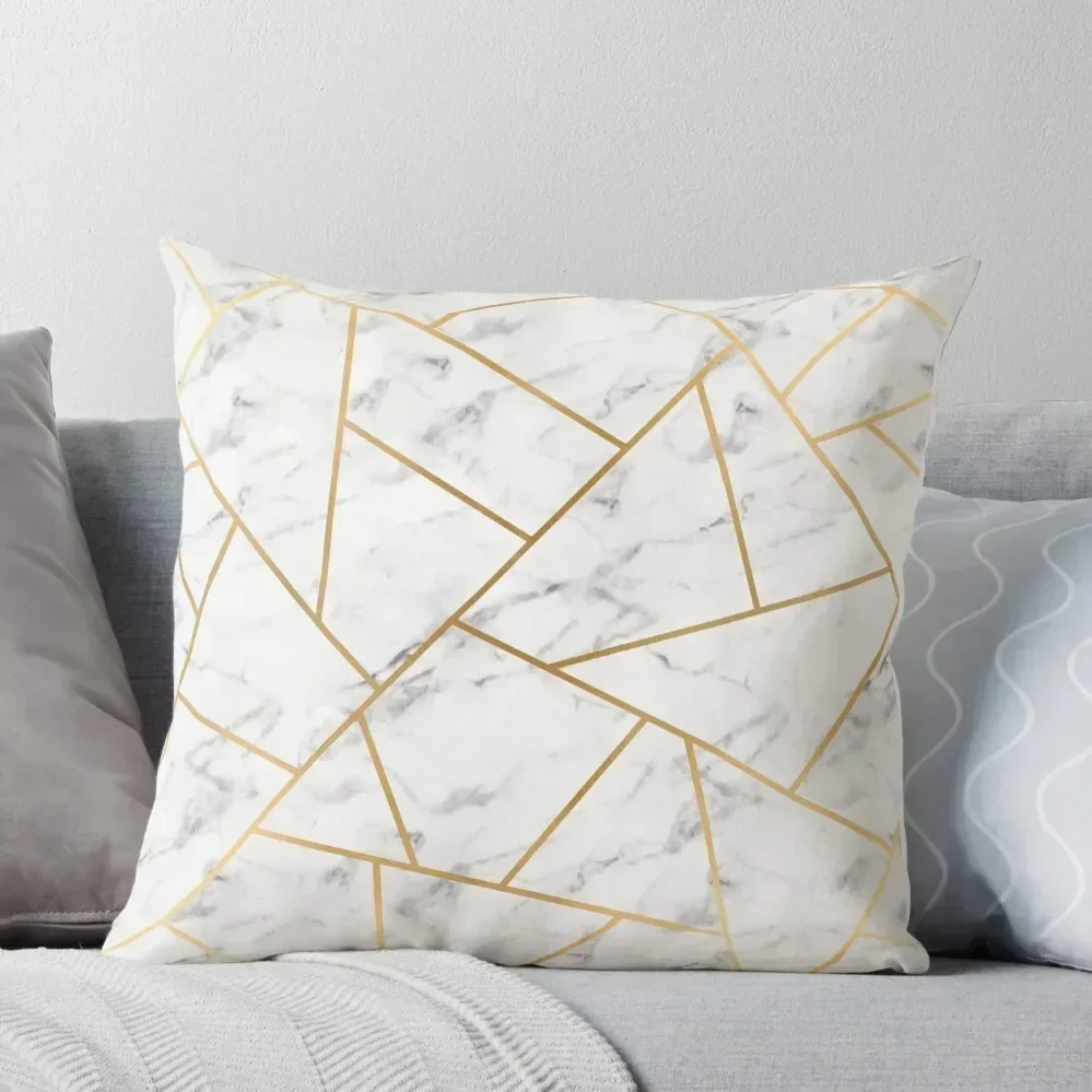 

White Marble and Gold Geo Throw Pillow Elastic Cover For Sofa Pillowcases Cushion Covers Sofa Sitting Cushion pillow